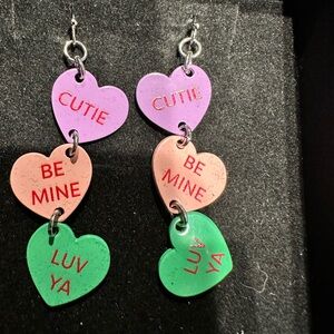 Colorful Conversation Heart Charm Earrings